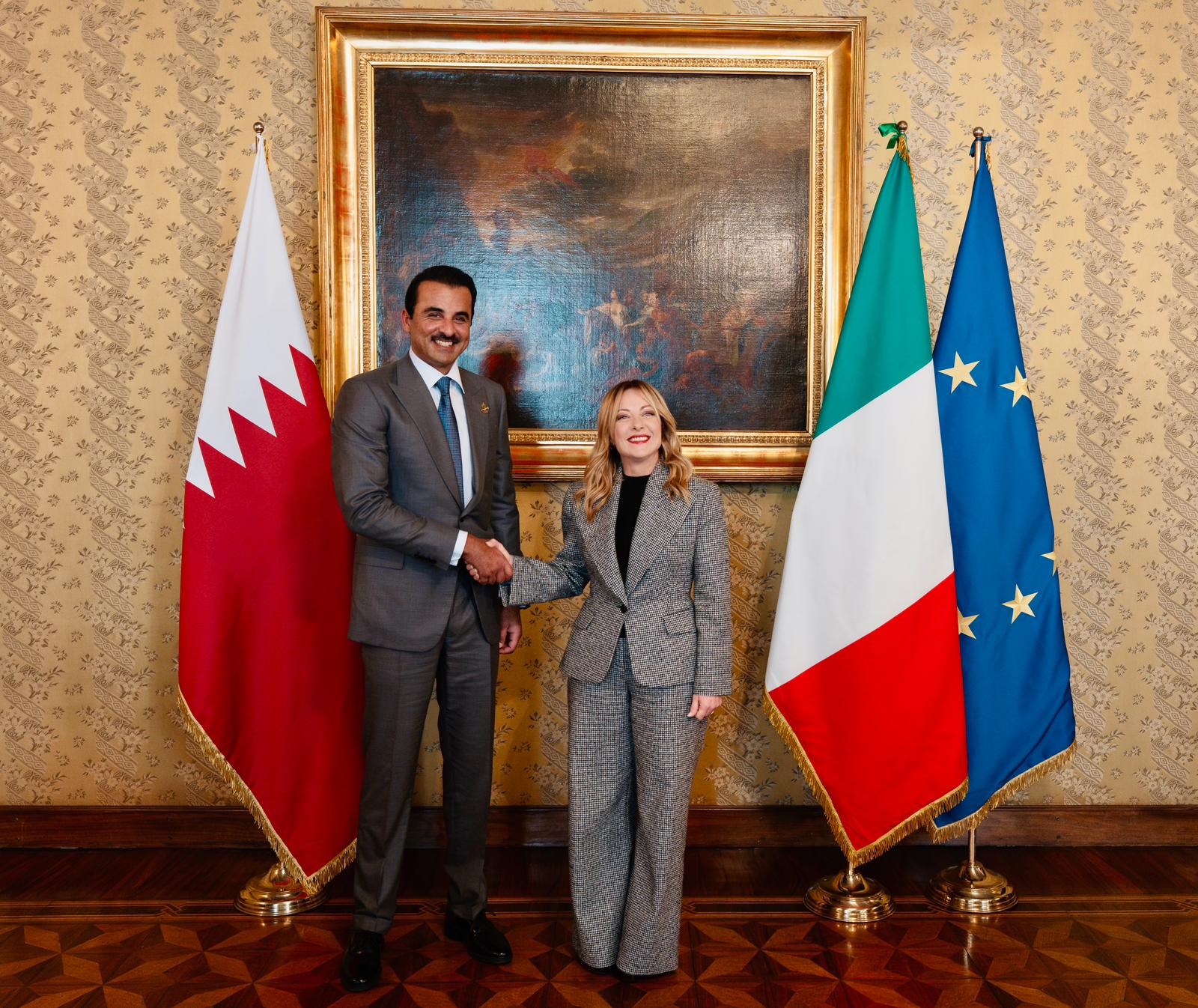 INCONTRO DEL PRESIDENTE GIORGIA MELONI CON S.A. L'EMIRO TAMIM BIN HAMAD AL THANI